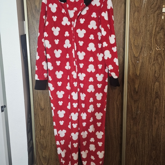 Red Onesie with White Mickey Mouse Pattern - Picture 1 of 4